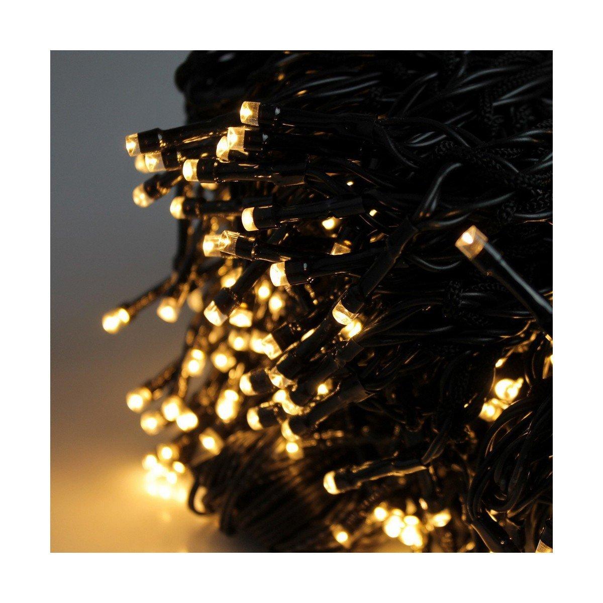 Cortina de Luces LED Luz cálida Blanco Cálido 2 m Negro