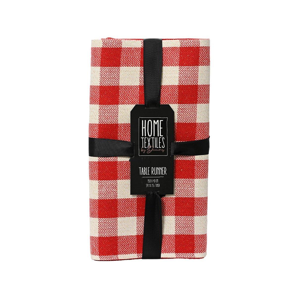 Camino de Mesa Lifetime Blanco Rojo 100 % algodón 30 x 150 cm Navidad Cuadros
