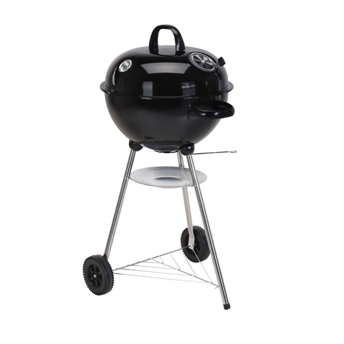 Barbacoa de Carbón con Ruedas Negro 47 x 90 cm Redonda