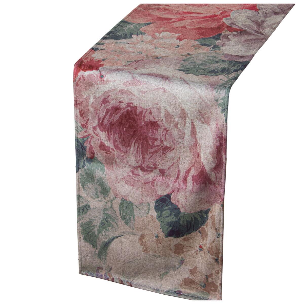 Camino de Mesa Alexandra House Living Rosa Textil Terciopelo Floral