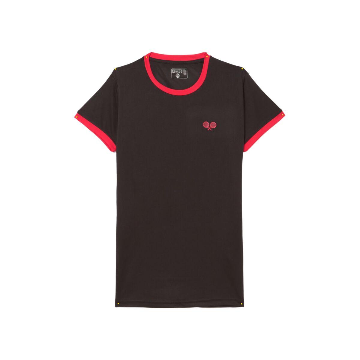 Camiseta de Manga Corta Mujer Nexus CAMIGUIN Negro Rojo