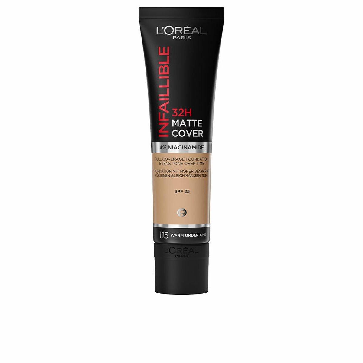 Base de Maquillaje Fluida L'Oreal Make Up Infaillible H Nº 115 warm undertone Nº 115-Warm Undertone Spf 25 30 ml