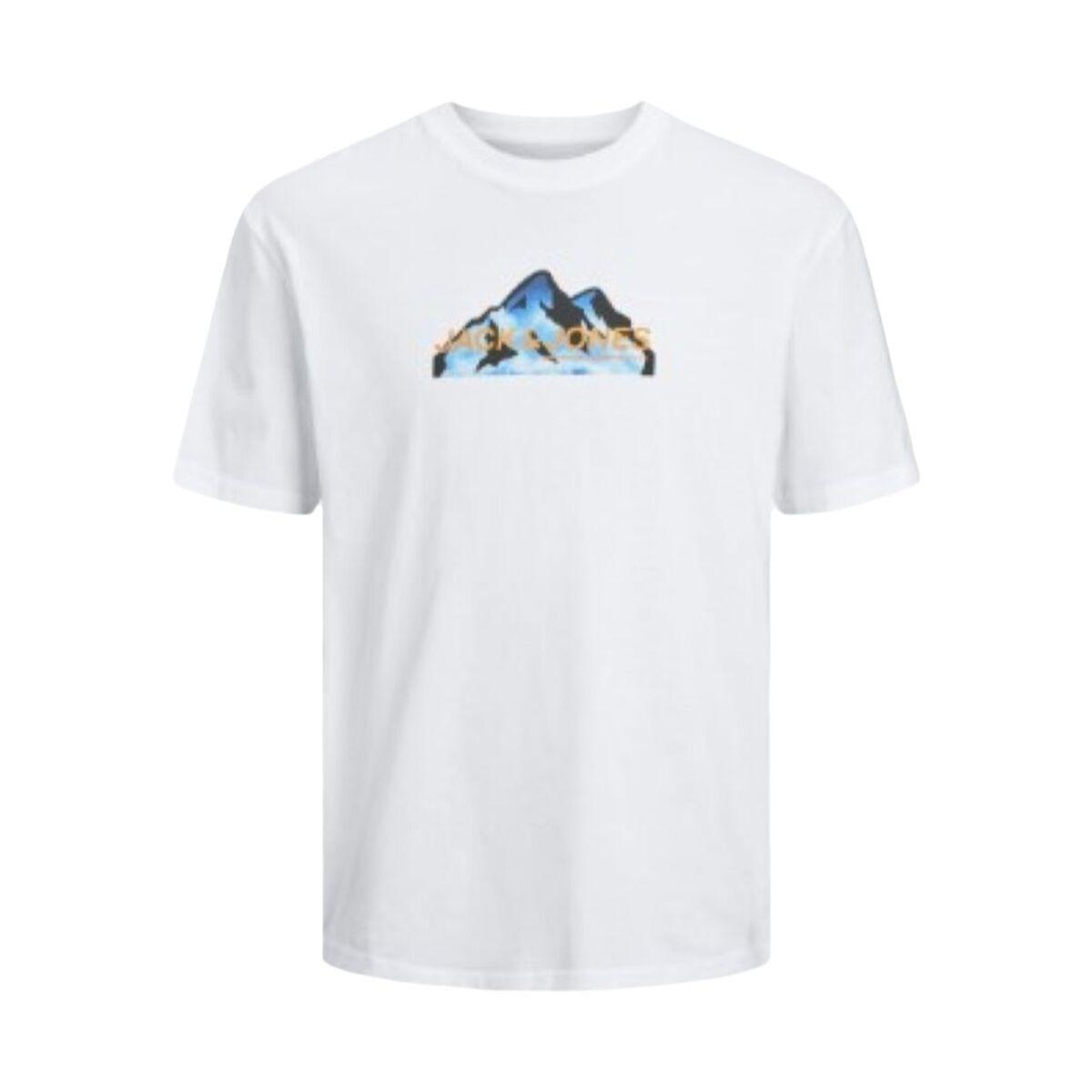 Camiseta de Manga Corta Hombre Jack & Jones JCOMOUNTAIN LOGO TEE SS CREW NECK 12262220 Blanco