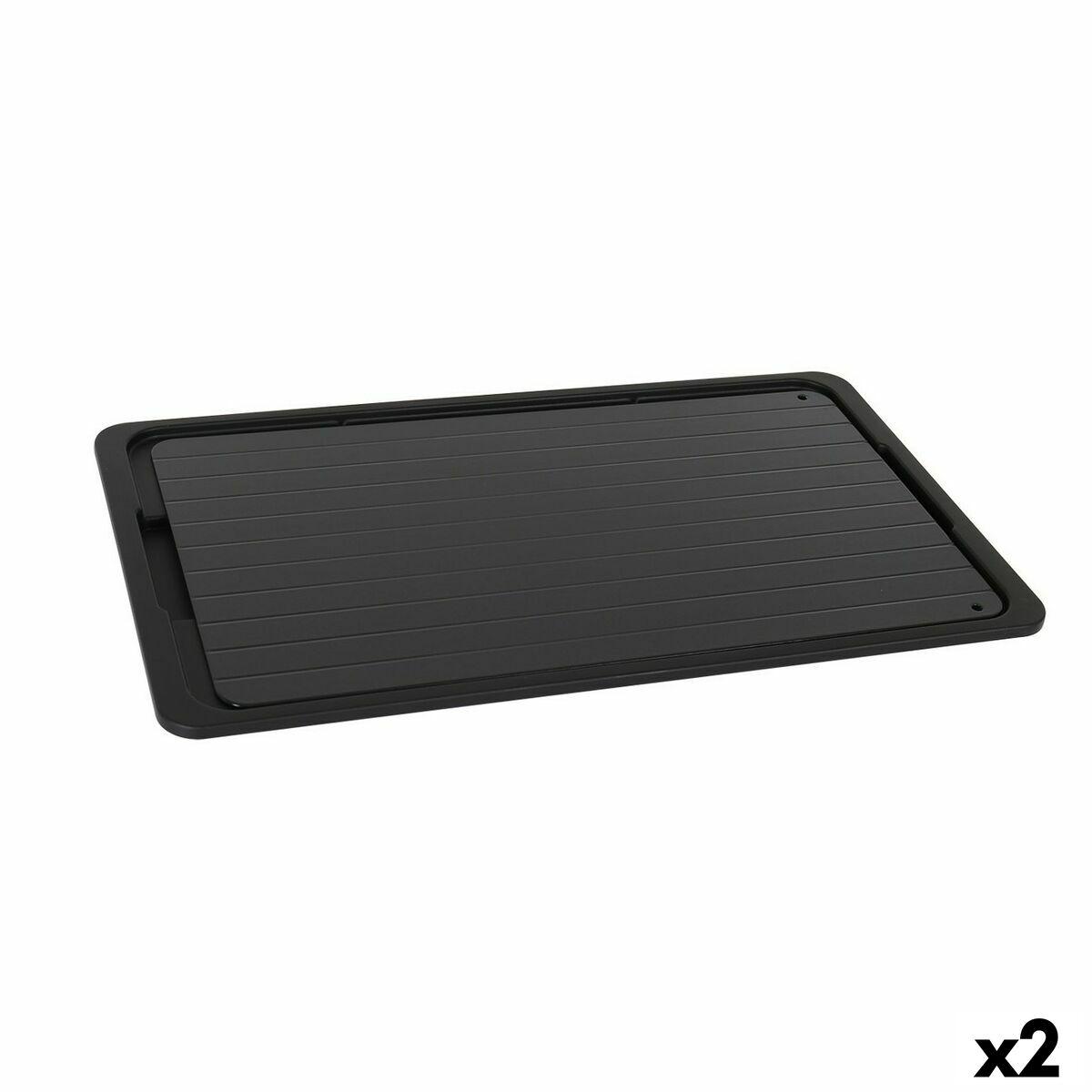 Placa de Descongelación Rápida de Alimentos Percutti Negro 39 x 23 cm Función descongelar (2 Unidades)