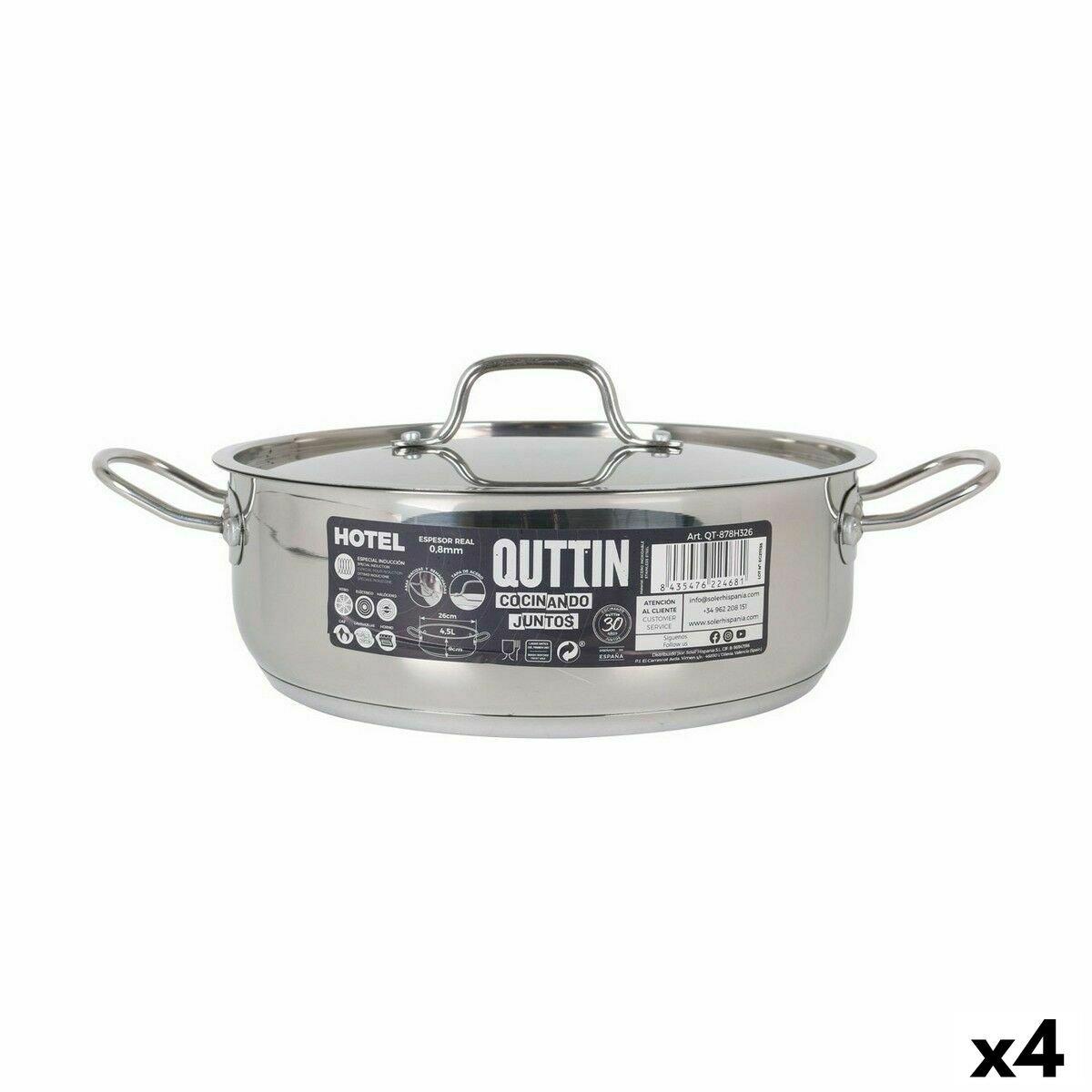 Cacerola Con Tapa Quttin Hotel Ø 26 x 9 cm Acero (4 Unidades)
