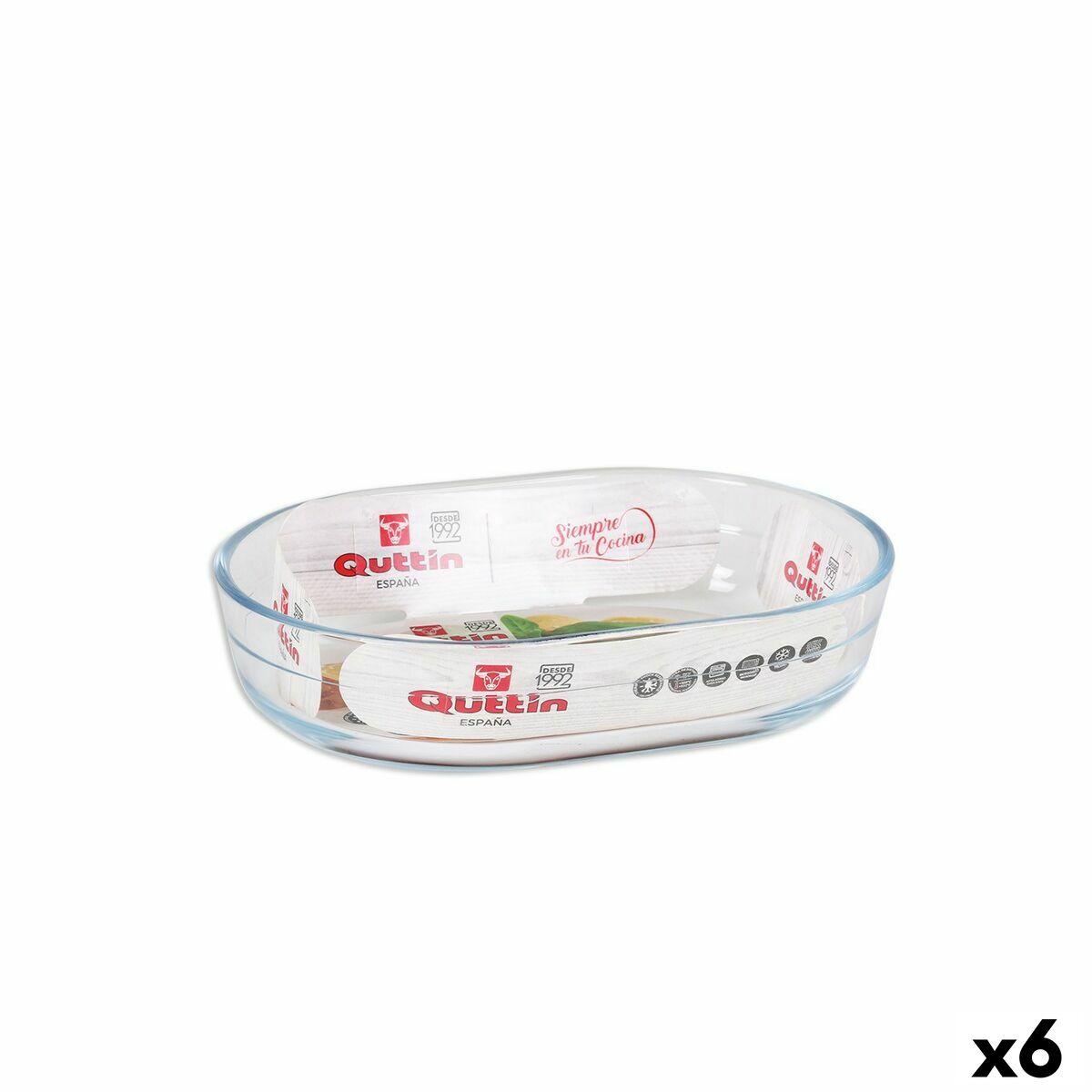 Fuente para Horno Quttin Vidrio Ovalado 600 ml 17,6 x 12,7 x 4 cm (6 Unidades)