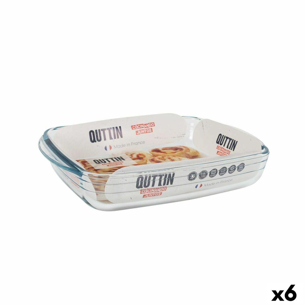 Fuente para Horno Quttin Vidrio Rectangular 1,9 L 28 x 19,9 x 5 cm (6 Unidades)