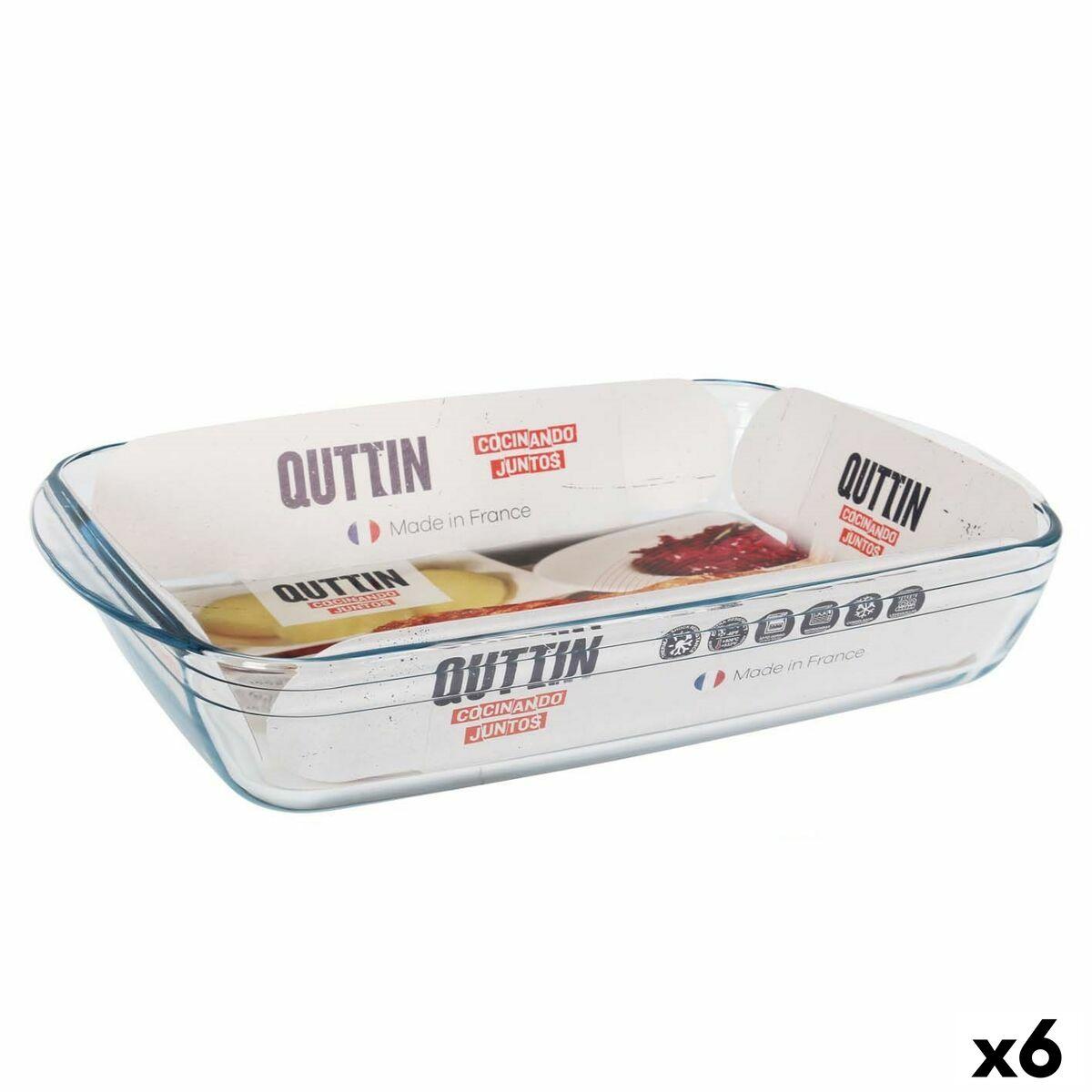 Fuente para Horno Quttin Transparente Vidrio Rectangular 5 L 40,2 x 26,4 x 7 cm (6 Unidades)