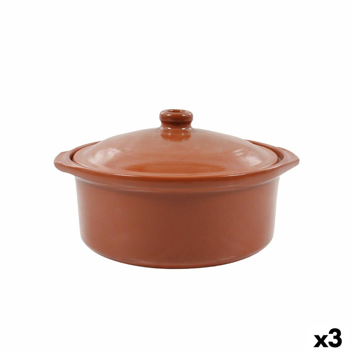Cazuela Azofra Barro cocido 24,5 x 23 x 16,7 cm Con Tapa (3 Unidades)