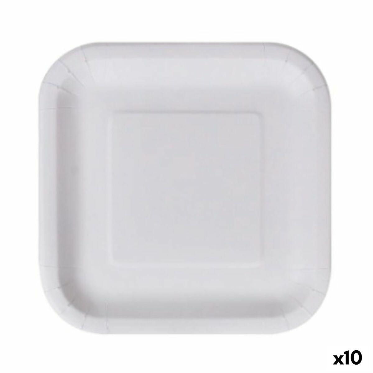 Set de Platos Algon Desechables Blanco Cartón Cuadrado 23 cm (10 Unidades)