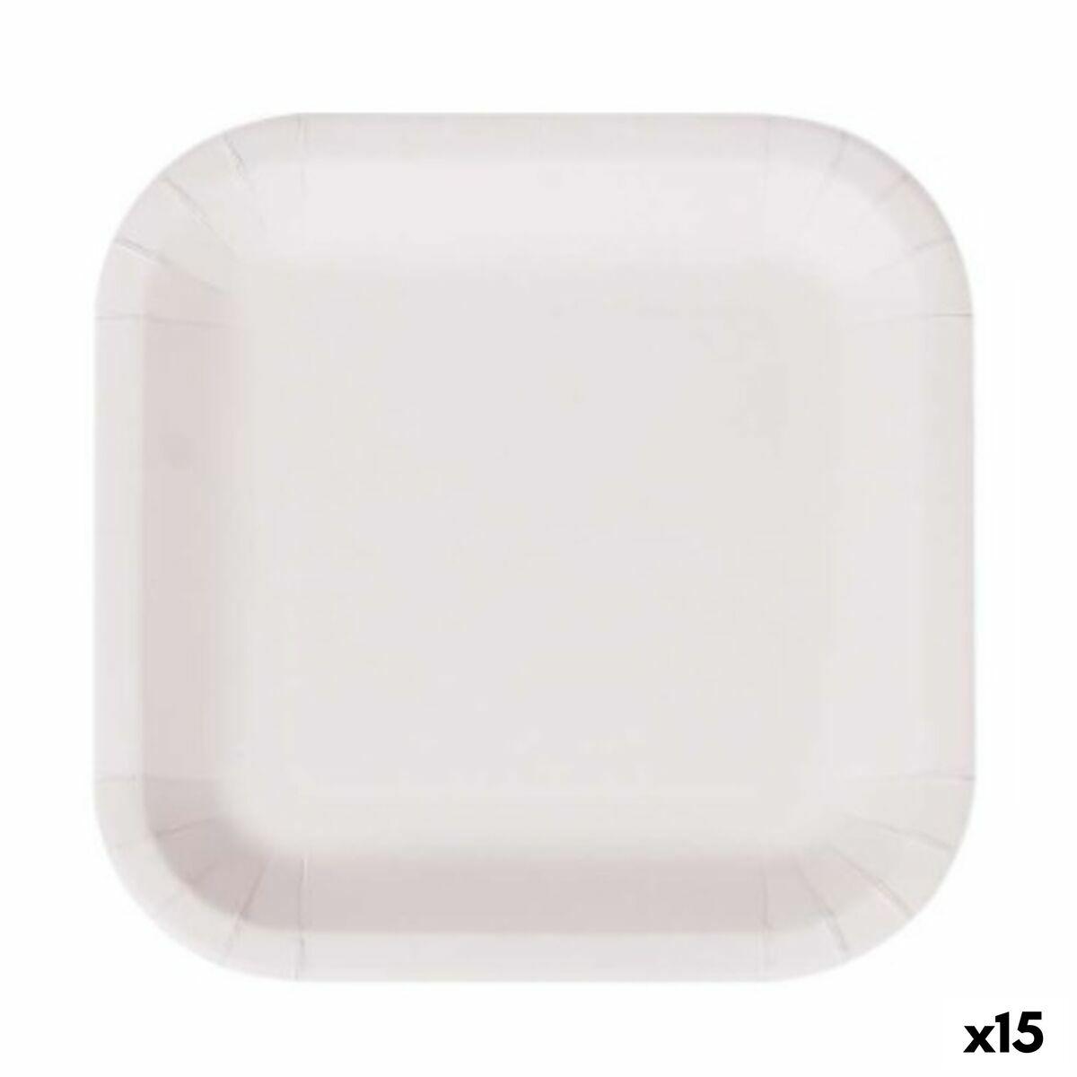 Set de Platos Algon Desechables Blanco Cartón Cuadrado 26 cm (15 Unidades)