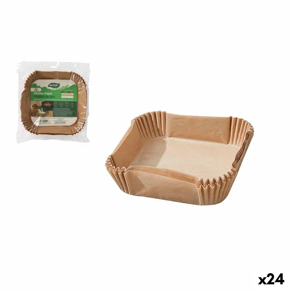 Papel para freidora de aire Algon 24 cm Freidora sin Aceite (24 Unidades)