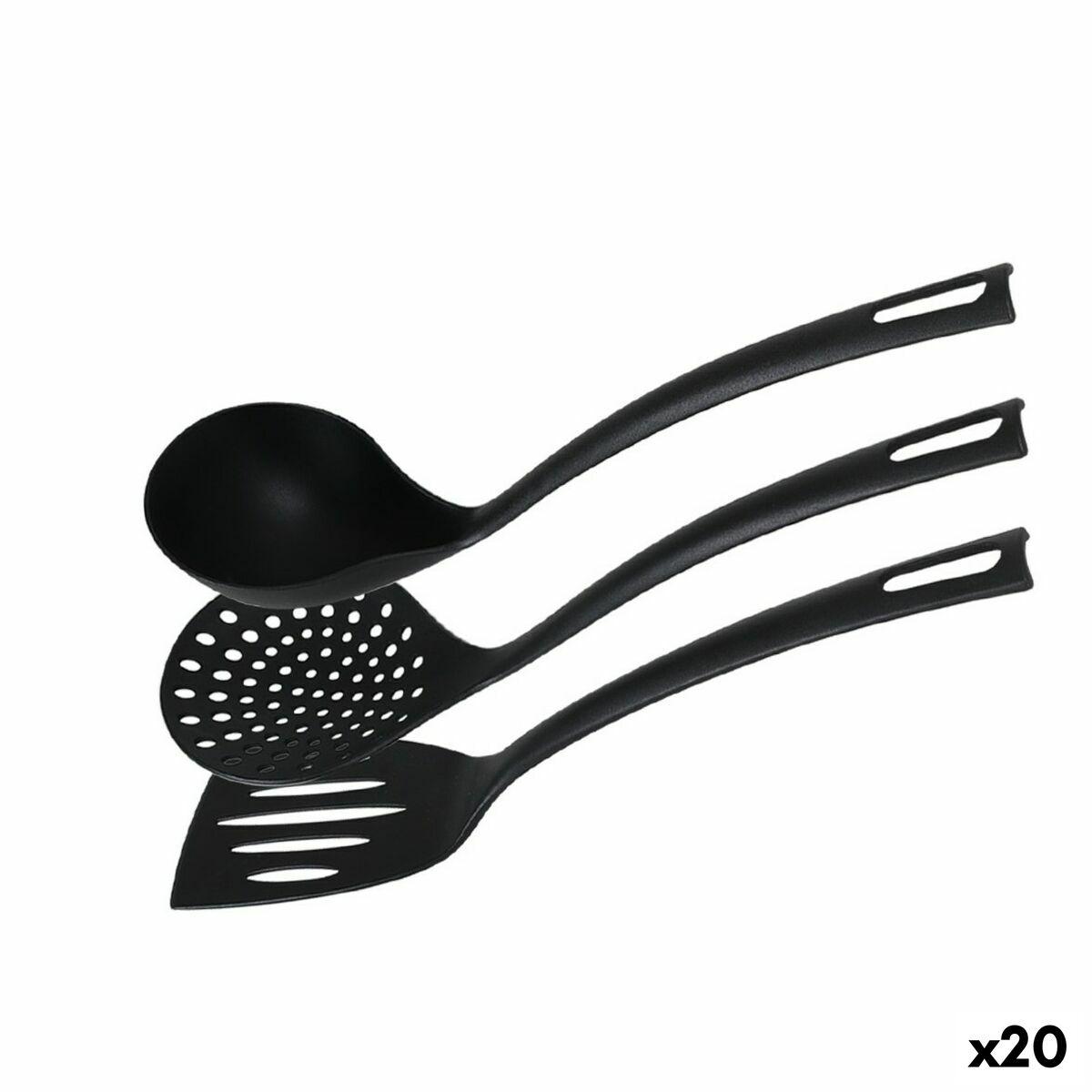 Juego de Utensilios de Cocina Quttin Nailon Negro 3 Piezas (20 Unidades)