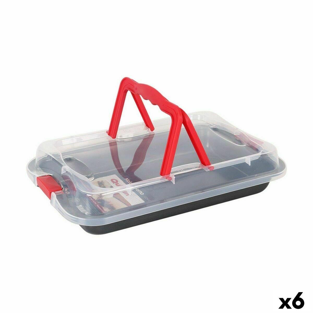 Molde Desmontable Quttin Acero al carbono Negro Transparente 36 x 23 x 4,5 cm (6 Unidades)