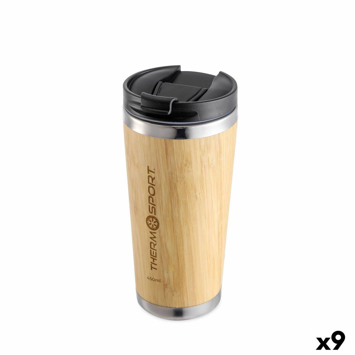 Taza Termo con Tapa ThermoSport Bambú 450 ml (9 Unidades)