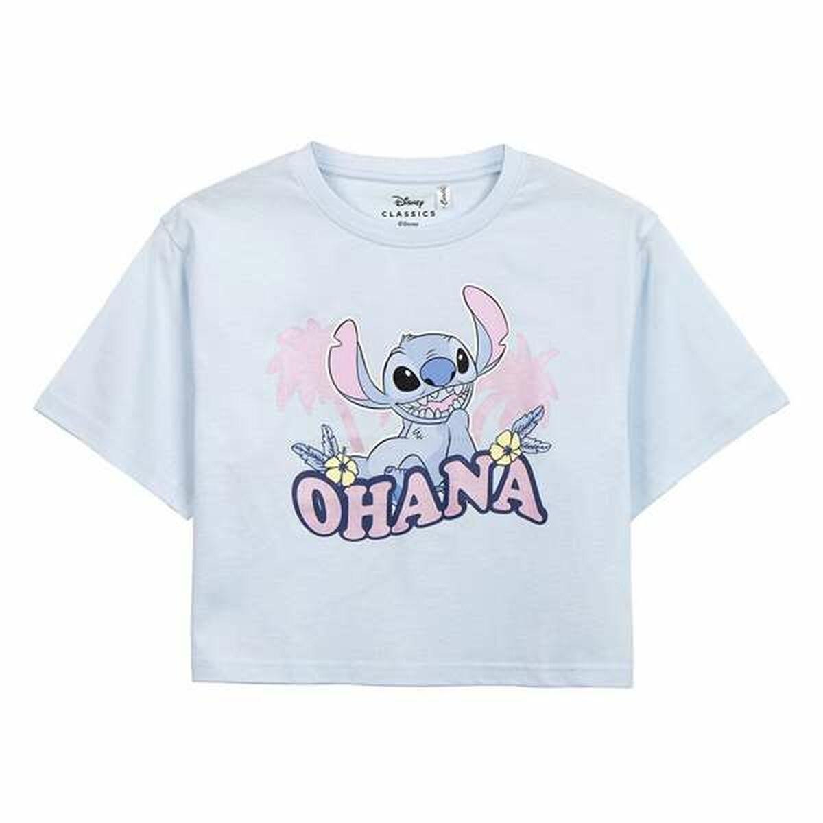 Camiseta de Manga Corta Infantil Stitch Rosa claro
