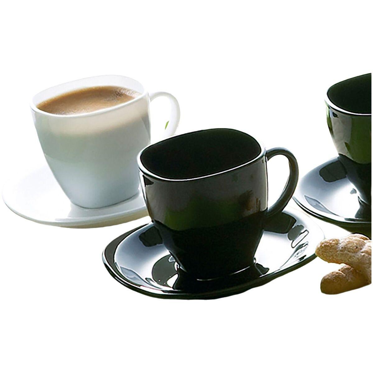 Juego de Tazas con Platos Luminarc Carine N&b Blanco Negro Vidrio 220 ml (12 Piezas)