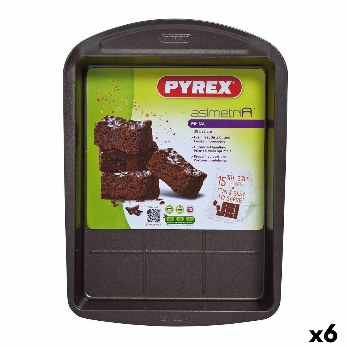 Molde Rectangular Pyrex Asimetria Negro Metal 28 x 22 cm Rectangular (6 Unidades)