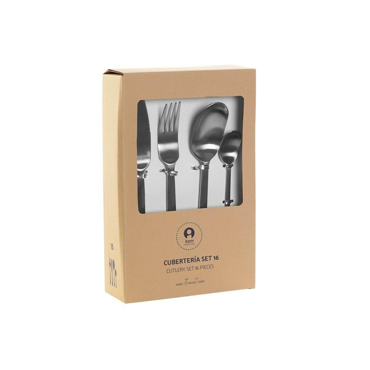 Cubertería DKD Home Decor Dorado Plateado Acero Inoxidable 16 Piezas 6 x 2 x 22,8 cm