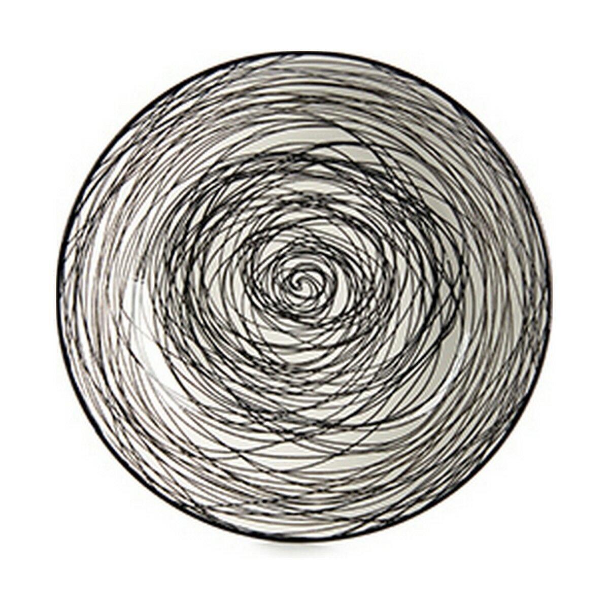 Plato Hondo Vessia Blanco Negro Porcelana Rayas 20 x 4,7 x 20 cm (6 Unidades)