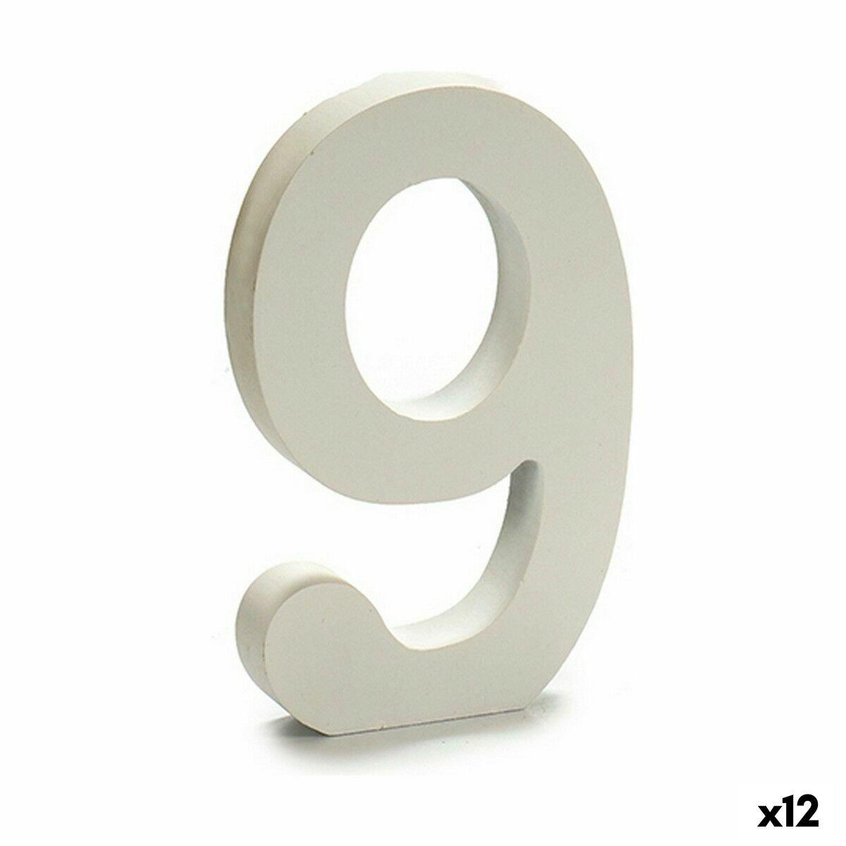 Número Pincello 9 Blanco 1,8 x 21 x 17 cm (12 Unidades)