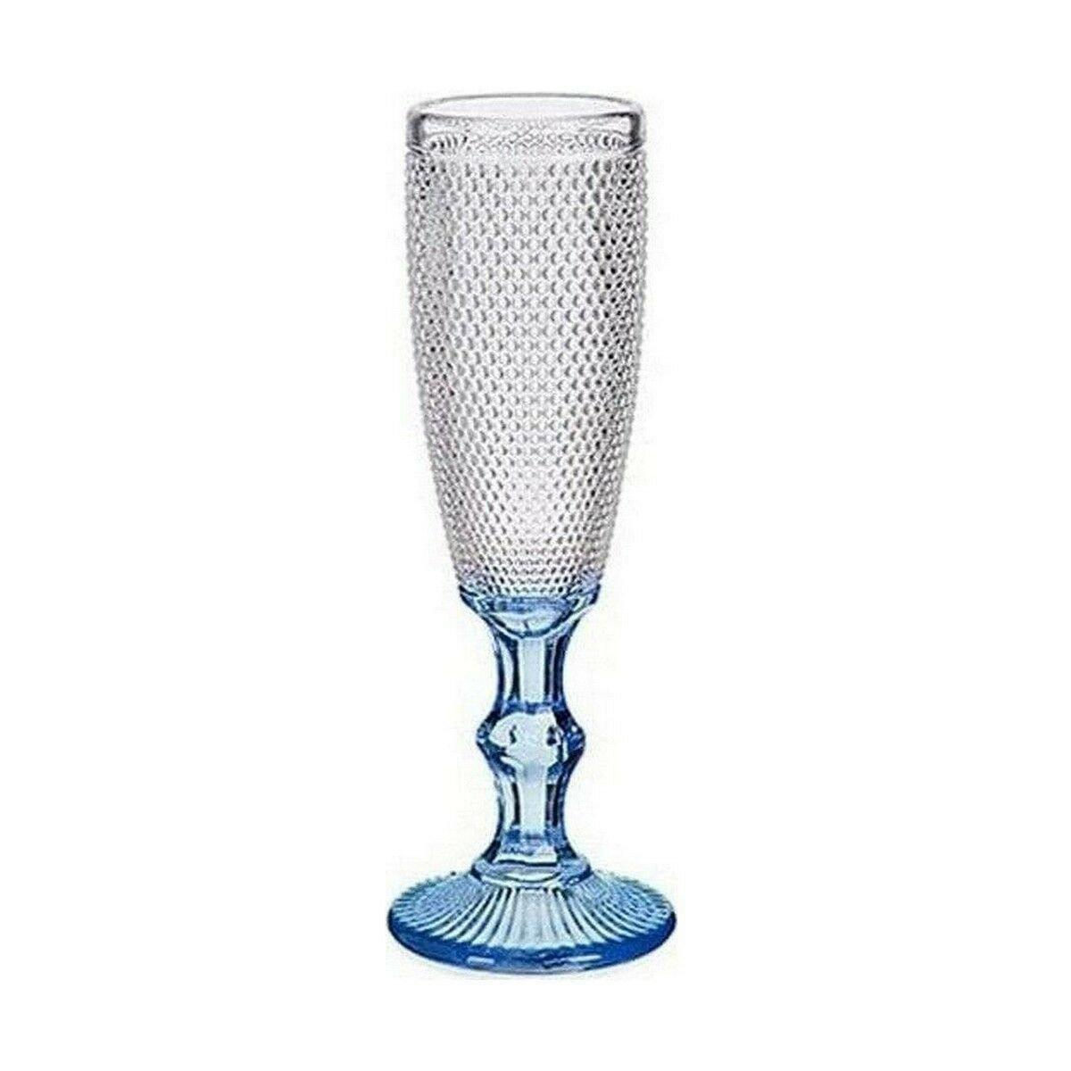 Copa de champán Vivalto Azul Transparente Vidrio 180 ml Puntos (6 Unidades)