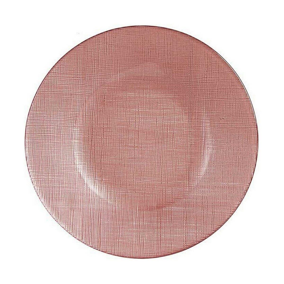 Plato Llano Vivalto Rosa Vidrio 21 x 2 x 21 cm (6 Unidades)