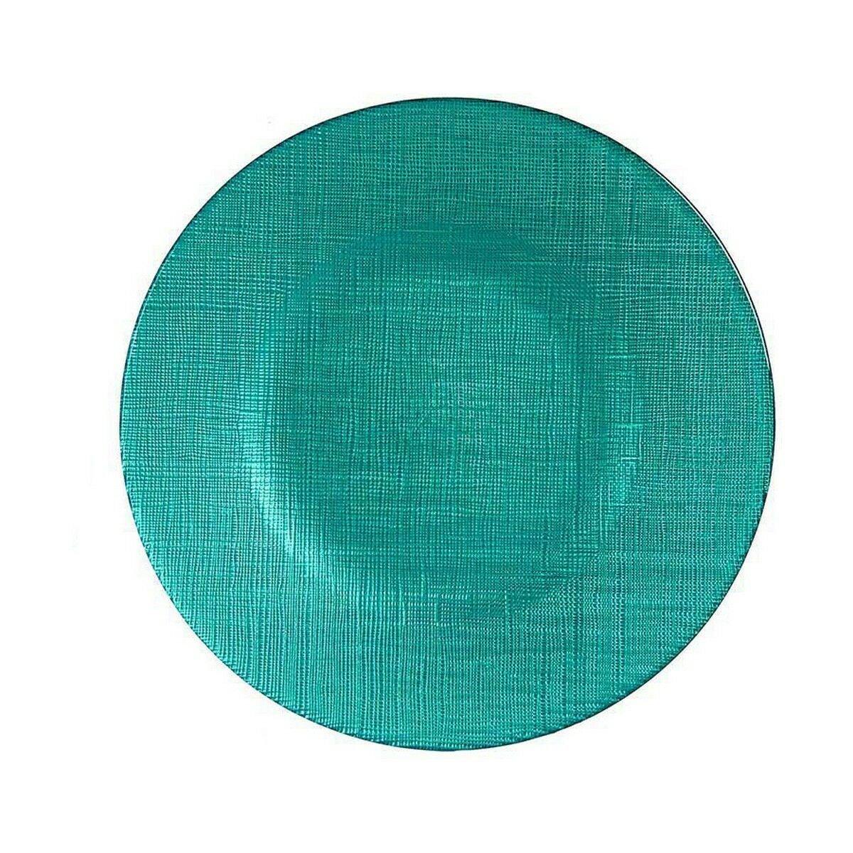 Plato Llano Vivalto Turquesa Vidrio 21 x 2 x 21 cm (6 Unidades)