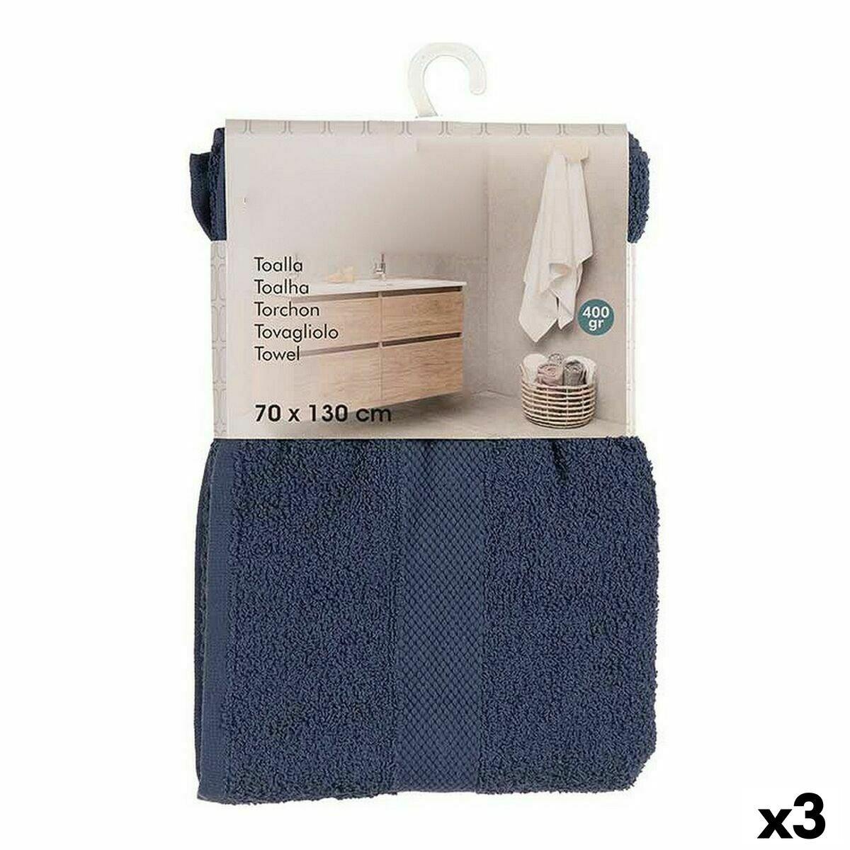 Toalla de baño Berilo Azul 80 % algodón 20 % Poliéster 70 x 0,5 x 130 cm 35 x 1 x 20 cm (3 Unidades)