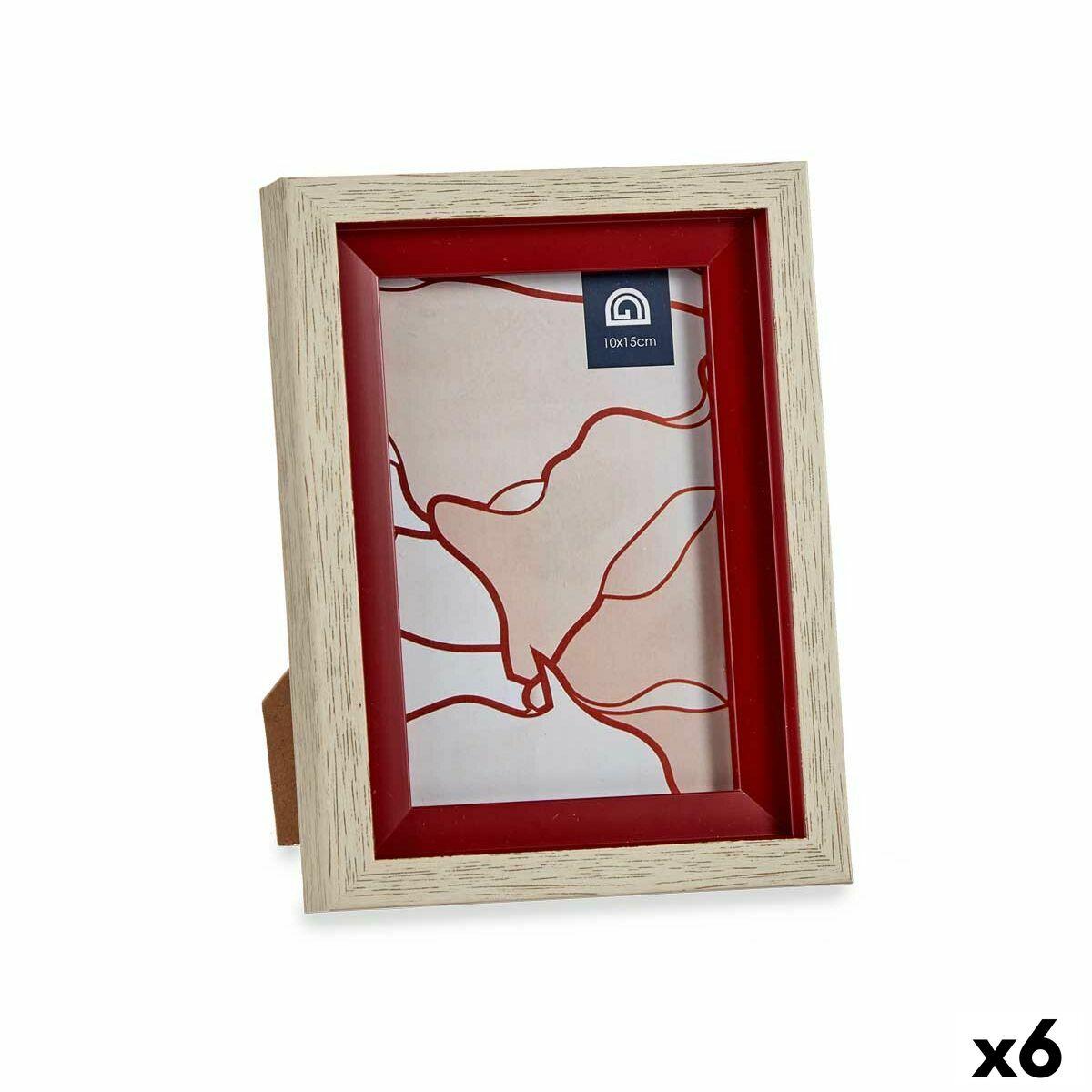 Marco de Fotos Gift Decor Marrón Rojo Madera Cristal Plástico (6 Unidades)