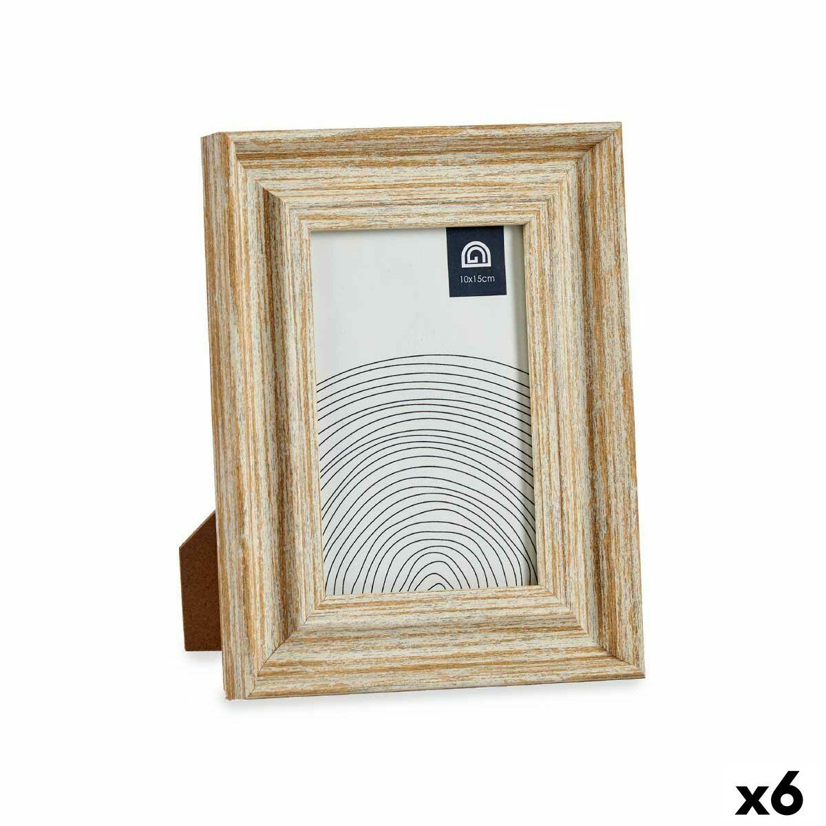 Marco de Fotos Gift Decor Marrón Dorado Madera Vidrio Cristal Poliestireno Plástico (6 Unidades)