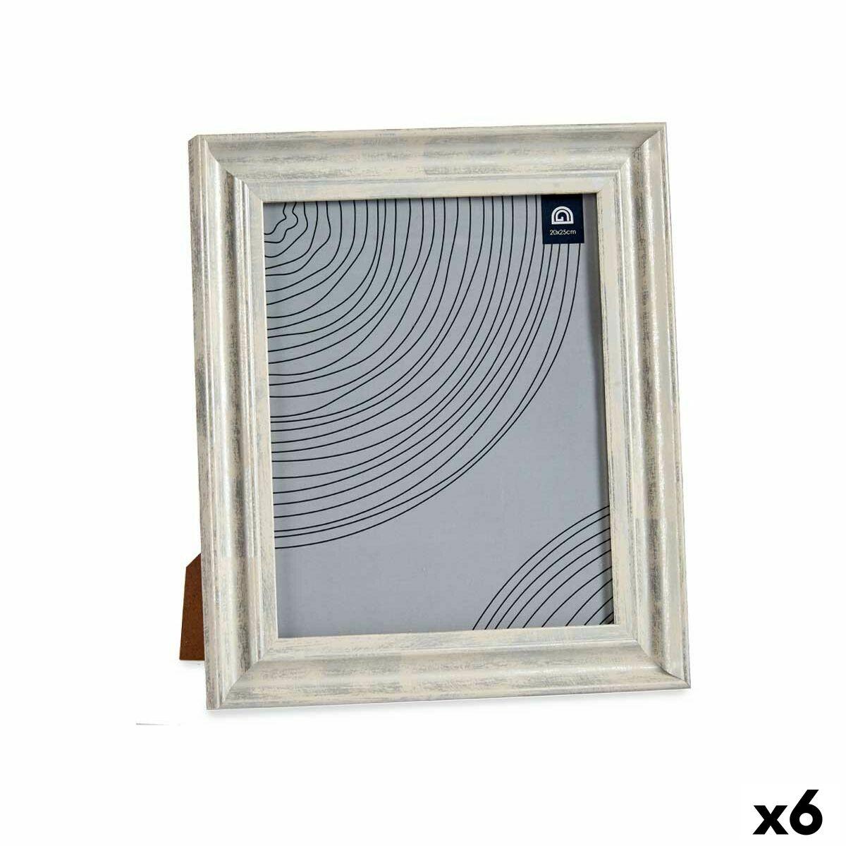 Marco de Fotos Gift Decor Marrón Plateado Madera Vidrio Cristal Poliestireno Plástico (6 Unidades)