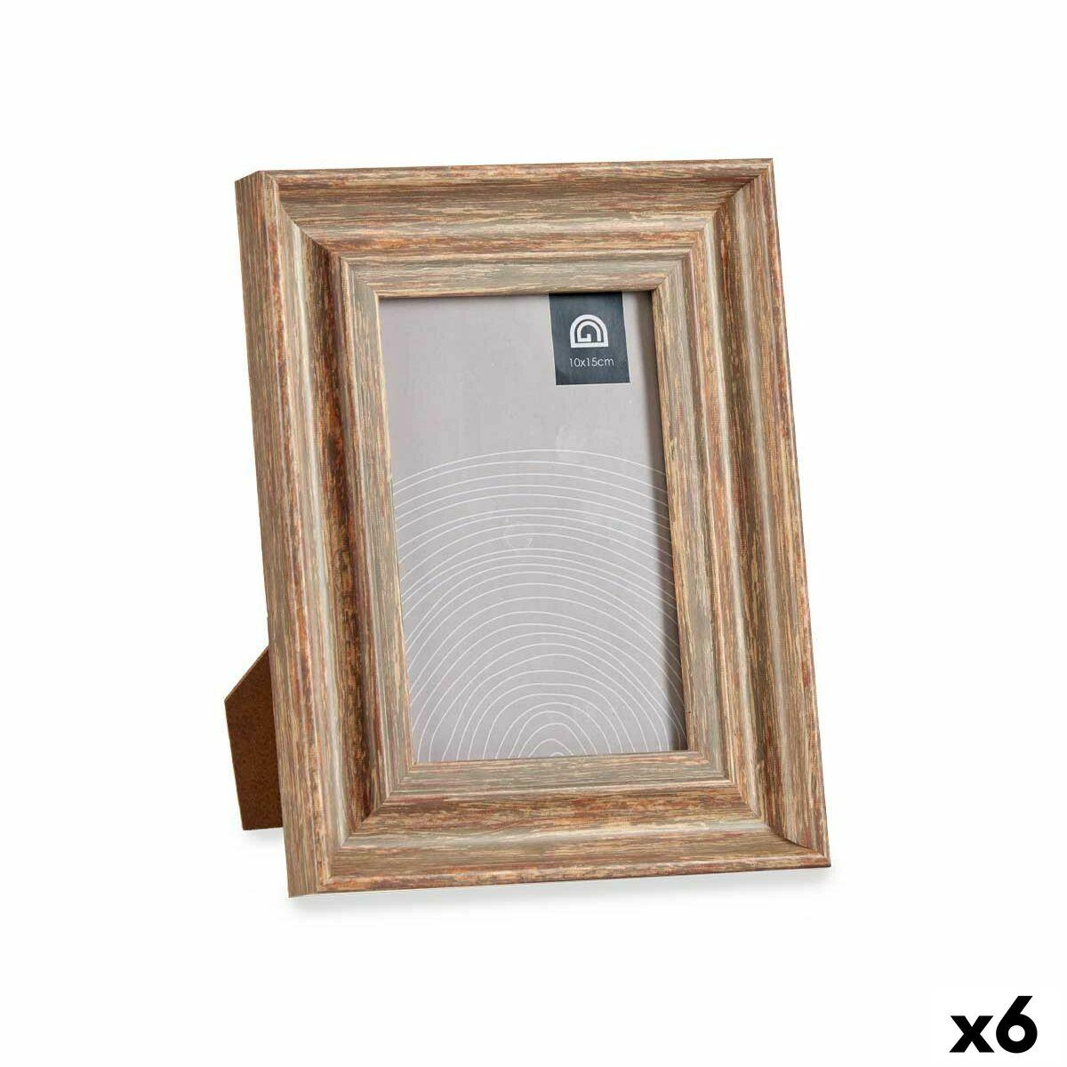 Marco de Fotos Gift Decor Marrón Bronce Madera Vidrio Cristal Poliestireno Plástico (6 Unidades)