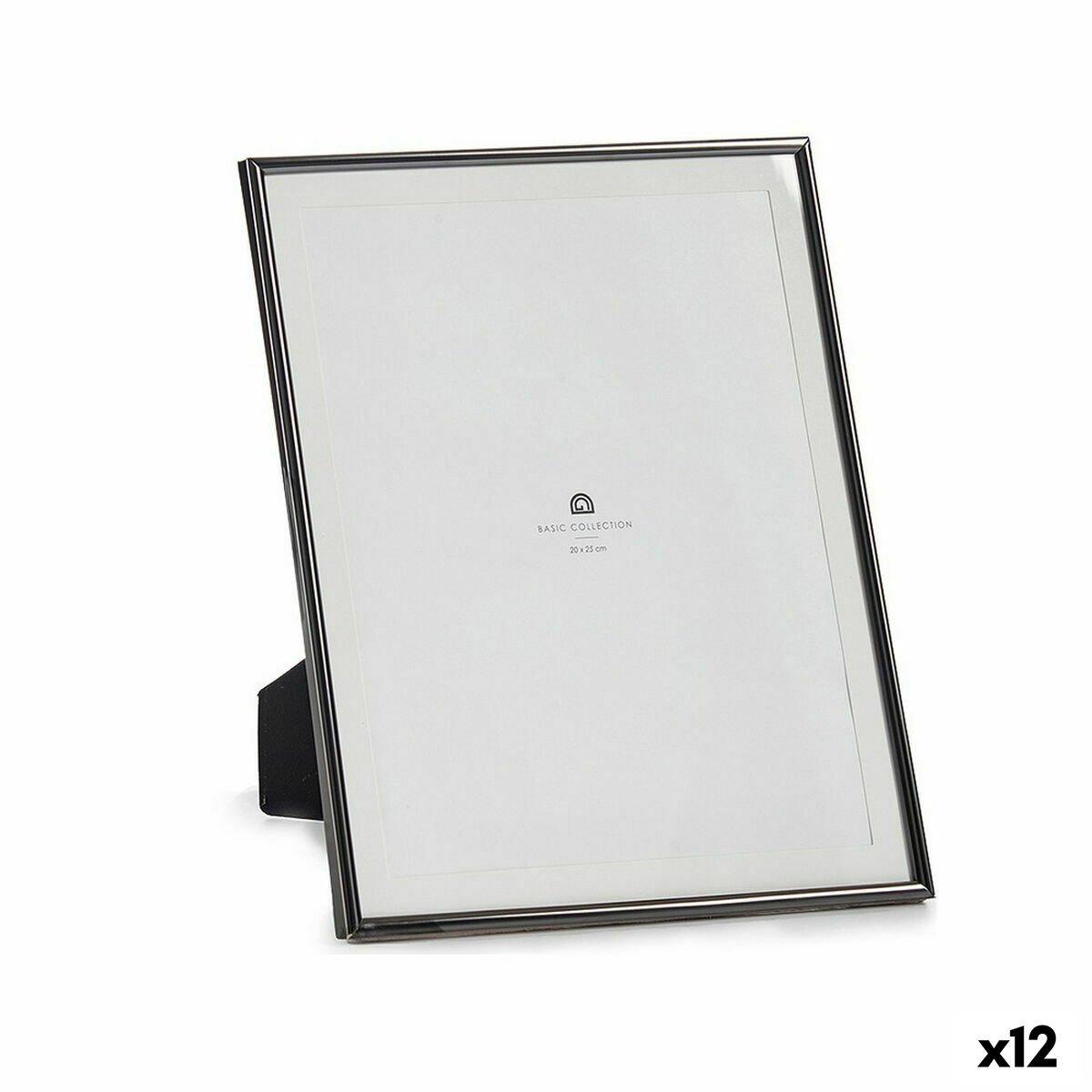Marco de Fotos Gift Decor Negro Cristal Acero (12 Unidades)