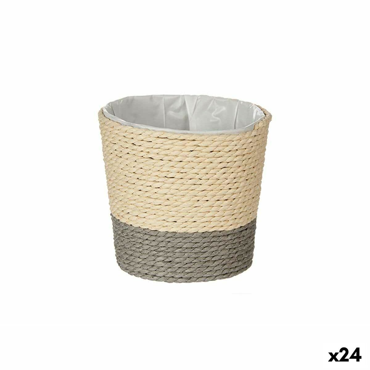 Macetero Ibergarden Gris Natural Cuerda Plástico 11 x 10,5 x 11 cm (24 Unidades)