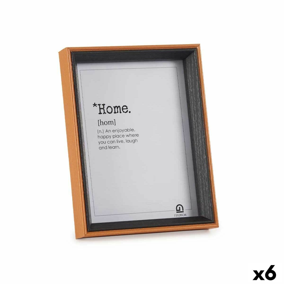 Marco de Fotos Gift Decor Marrón Negro Cristal Madera MDF (6 Unidades)