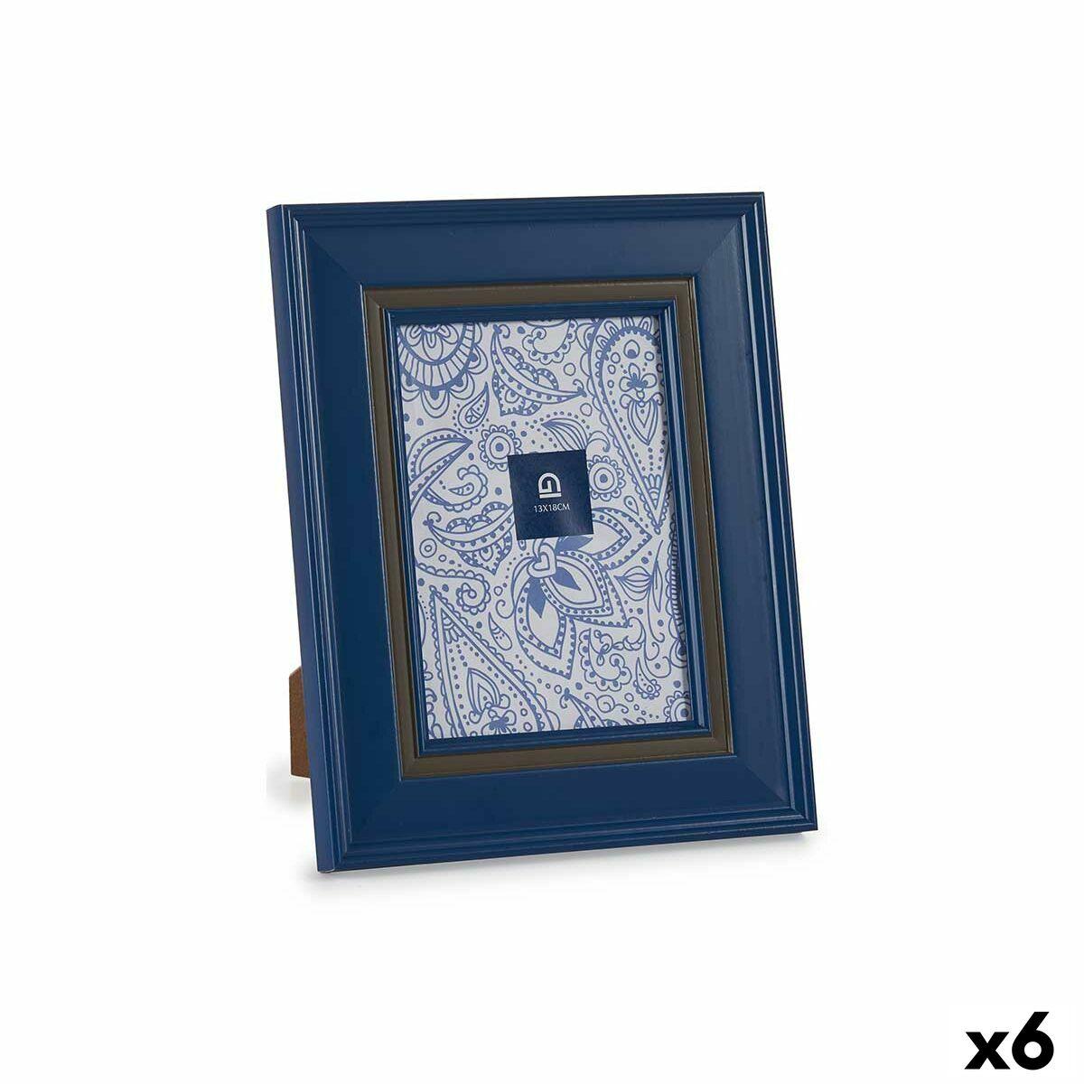 Marco de Fotos Gift Decor Azul Cristal Plástico (6 Unidades)