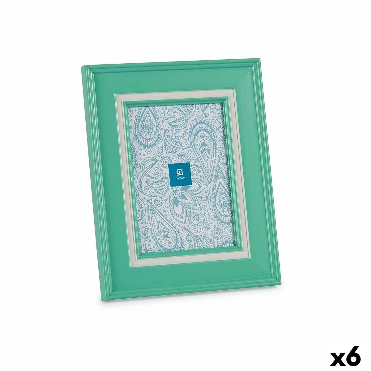 Marco de Fotos Gift Decor Verde Cristal Plástico (6 Unidades)