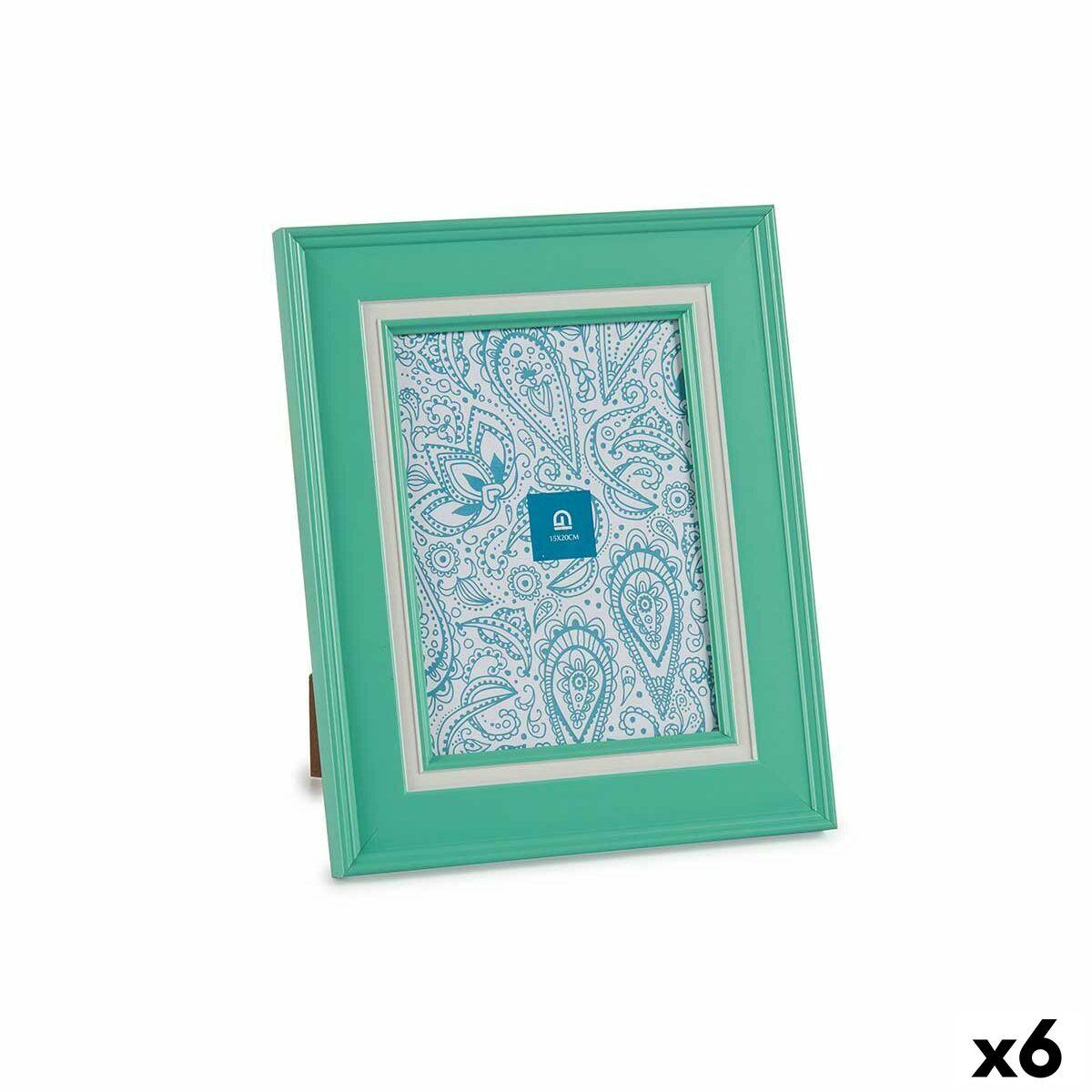 Marco de Fotos Gift Decor Verde Cristal Plástico (6 Unidades)