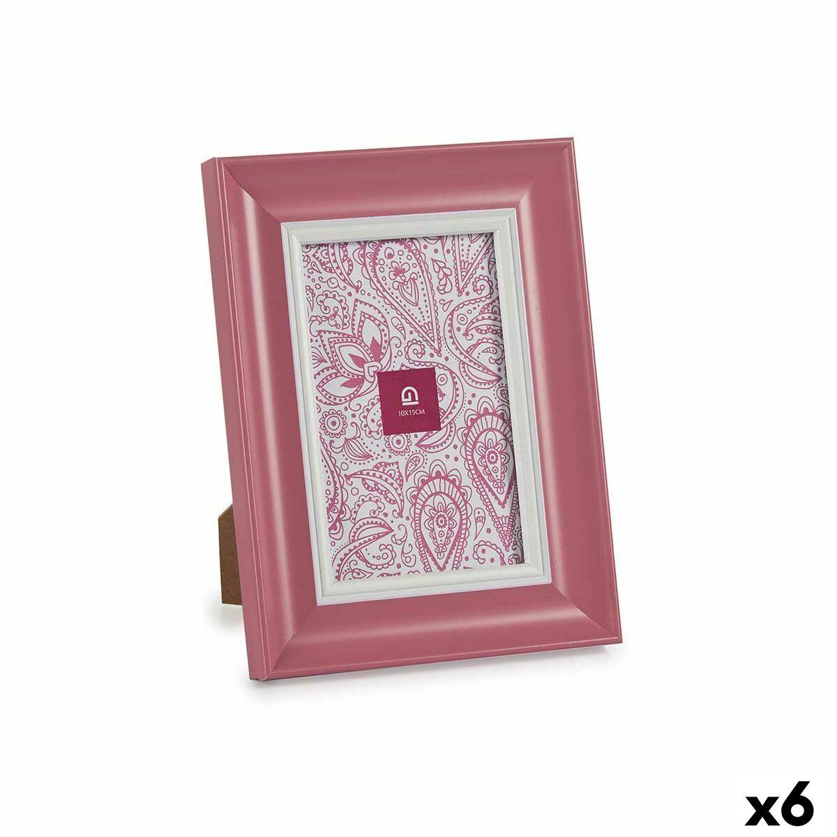 Marco de Fotos Gift Decor Rosa Cristal Plástico (6 Unidades)