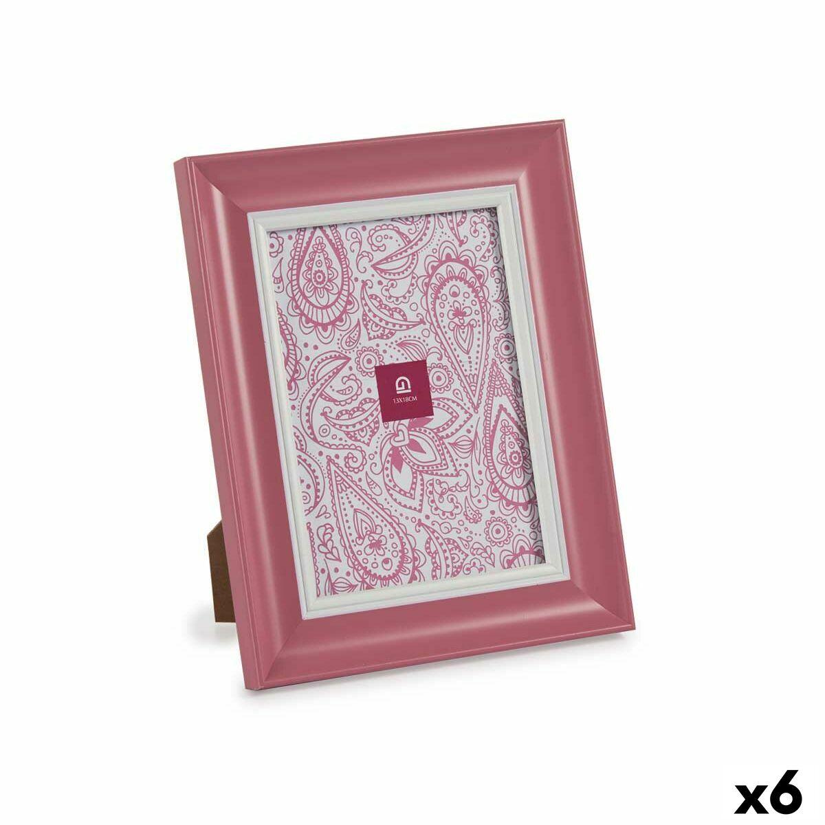 Marco de Fotos Gift Decor Rosa Cristal Plástico (6 Unidades)