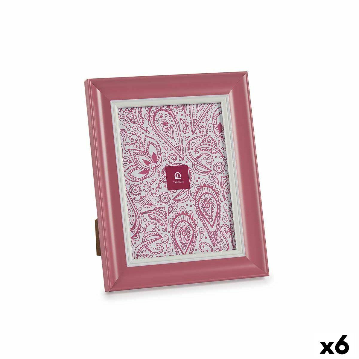 Marco de Fotos Gift Decor Rosa Cristal Plástico (6 Unidades)