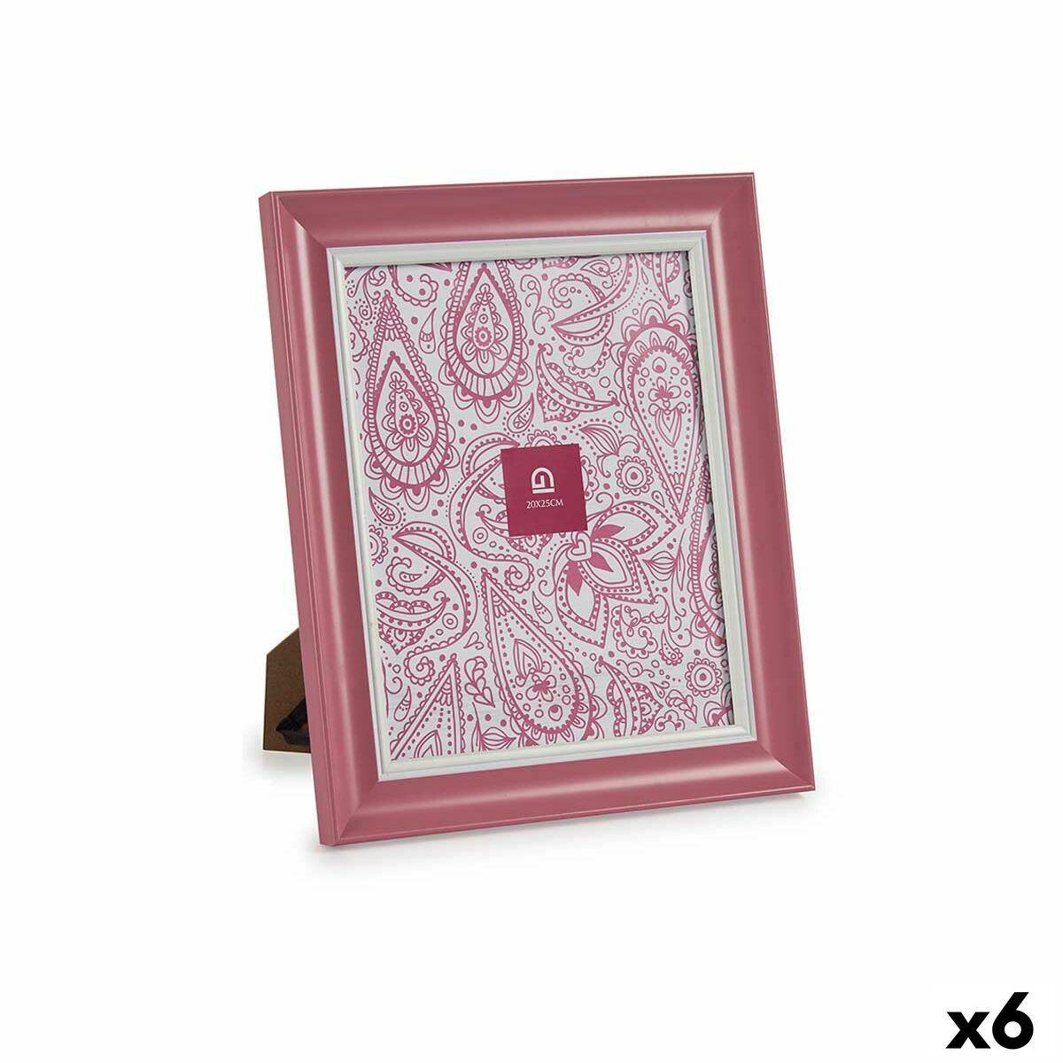 Marco de Fotos Gift Decor Rosa Cristal Plástico (6 Unidades)