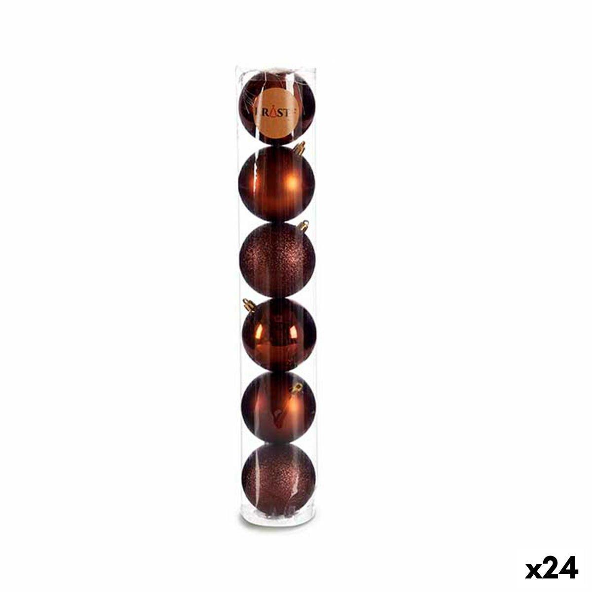 Set de Bolas de Navidad Krist+ Marrón Plástico Ø 8 cm (24 Unidades)