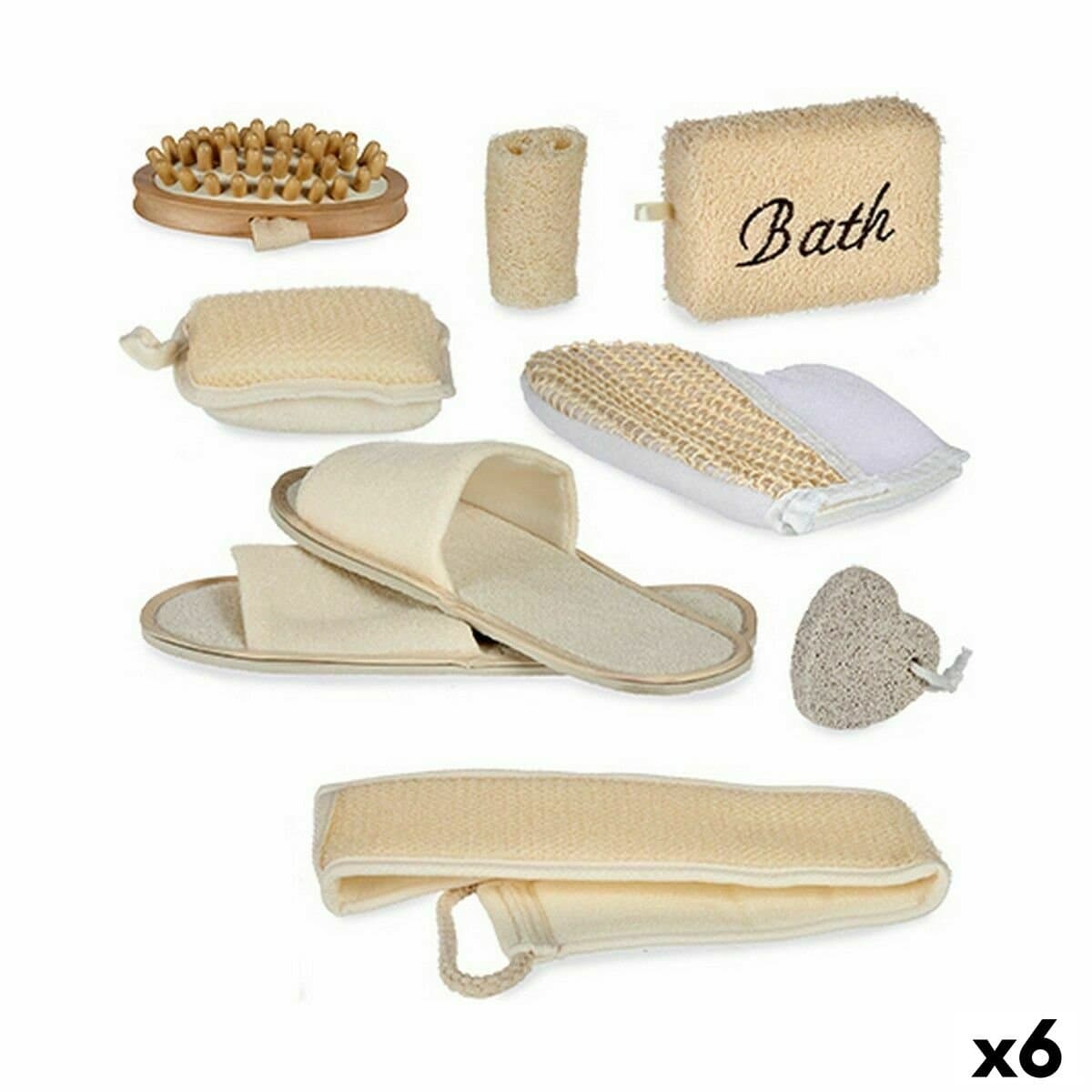 Set de Baño Berilo Marrón 30 x 6,5 x 30 cm Cesta (6 Unidades)