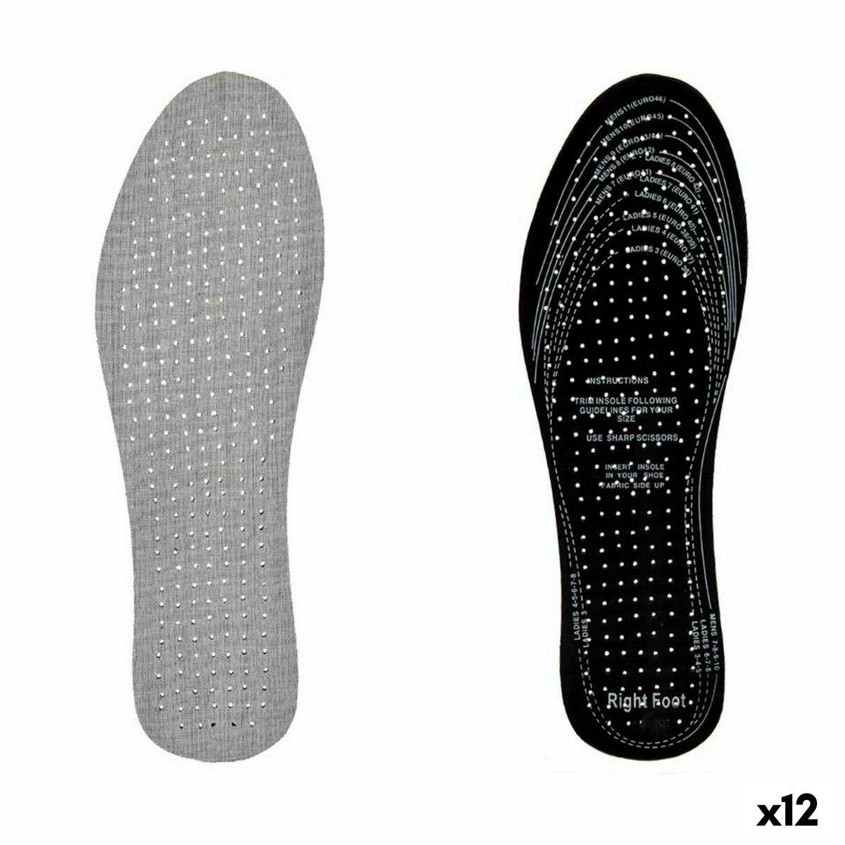Plantillas Extra Fresh Negro Gris Algodón Plástico Látex 9,5 x 30 cm 11,5 x 0,5 x 36 cm (12 Unidades)