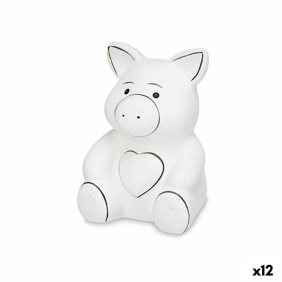 Hucha para Pintar Pincello Cerámica Cerdo 9 x 11,8 x 8,5 cm 9 x 12,5 x 10 cm (12 Unidades)