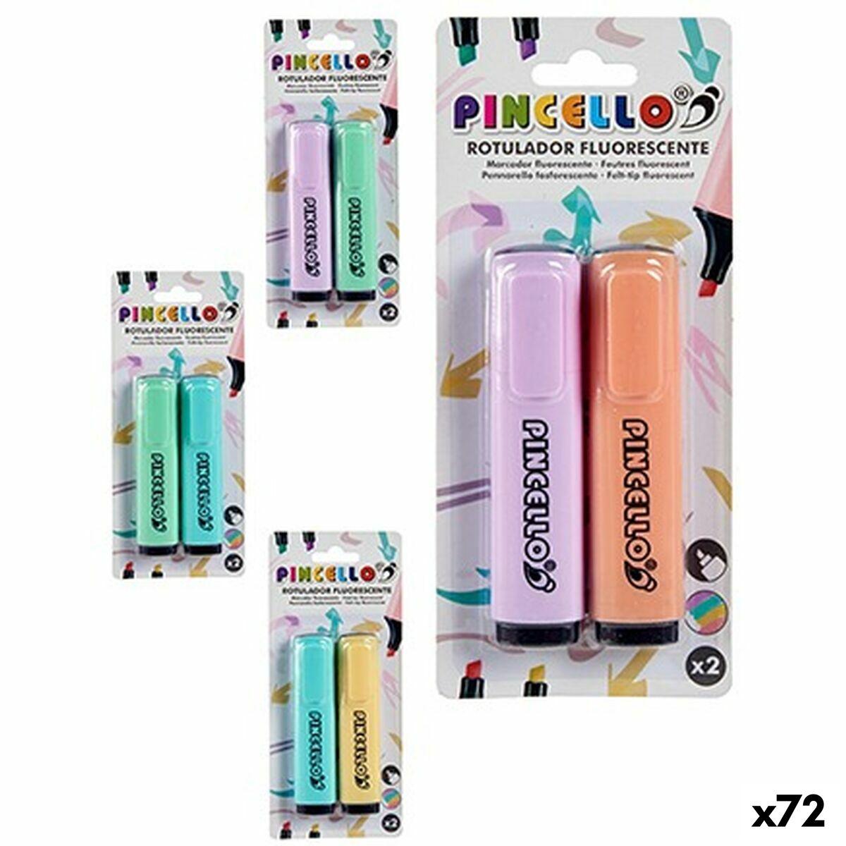 Marcador Fluorescente Pincello Amarillo Verde Naranja Lila Pastel (72 Unidades)