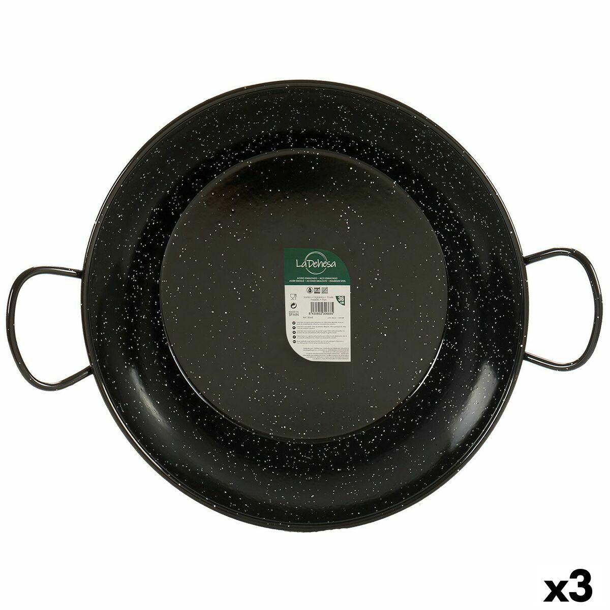Sartén Paellera La Dehesa Negro Acero Esmaltado Ø 45 cm 46 x 13,5 x 58 cm 58 x 13,5 x 46 cm (3 Unidades)
