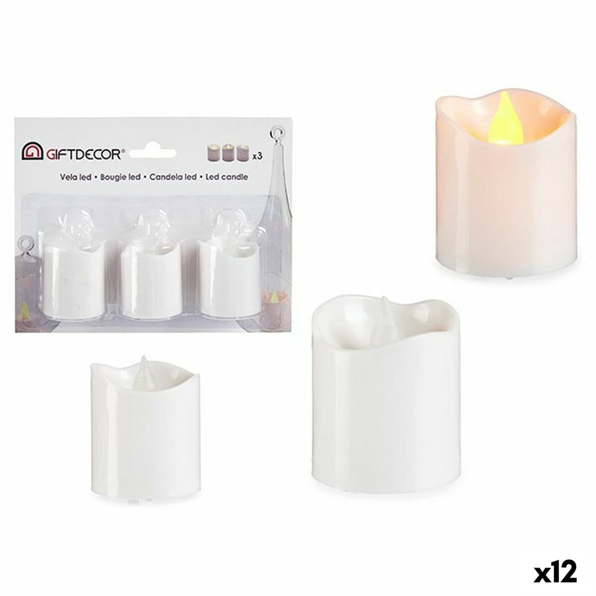 Set de Velas Gift Decor Blanco 18 x 14 x 4 cm 3,7 x 3,7 x 5 cm (12 Unidades)